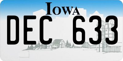 IA license plate DEC633