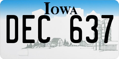IA license plate DEC637