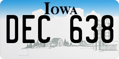 IA license plate DEC638