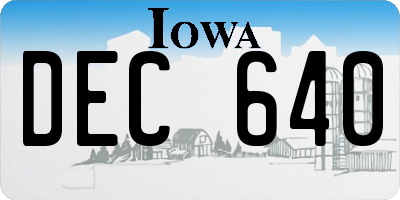IA license plate DEC640