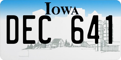 IA license plate DEC641