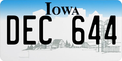 IA license plate DEC644