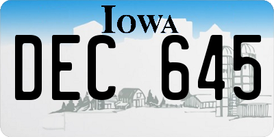 IA license plate DEC645