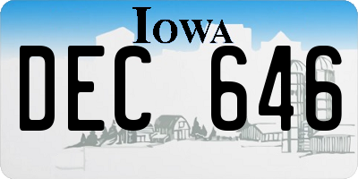 IA license plate DEC646