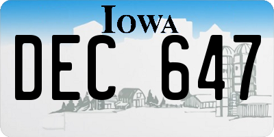 IA license plate DEC647