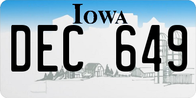 IA license plate DEC649