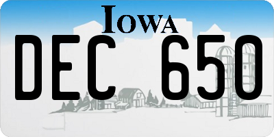 IA license plate DEC650