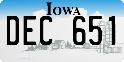 IA license plate DEC651