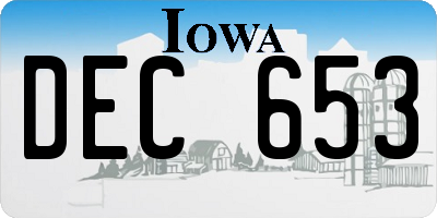 IA license plate DEC653