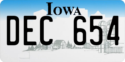 IA license plate DEC654