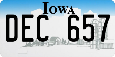 IA license plate DEC657