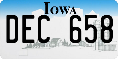 IA license plate DEC658