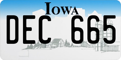 IA license plate DEC665