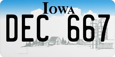 IA license plate DEC667