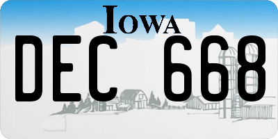 IA license plate DEC668