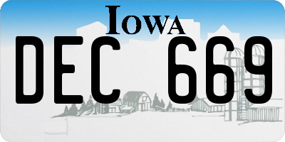 IA license plate DEC669
