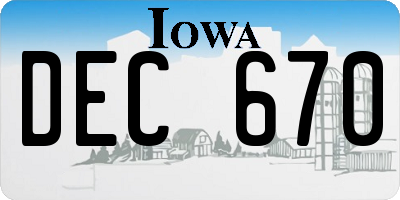 IA license plate DEC670
