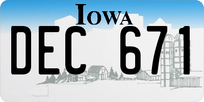 IA license plate DEC671