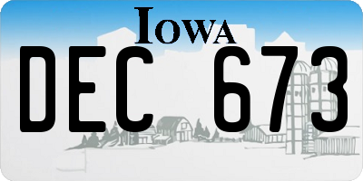 IA license plate DEC673