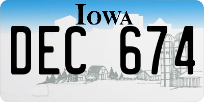 IA license plate DEC674