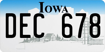 IA license plate DEC678