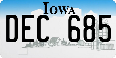 IA license plate DEC685