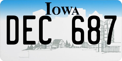 IA license plate DEC687