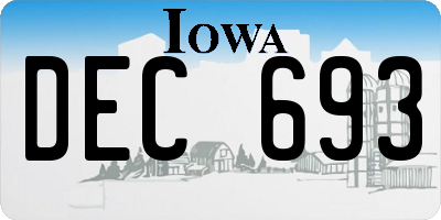 IA license plate DEC693