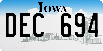 IA license plate DEC694