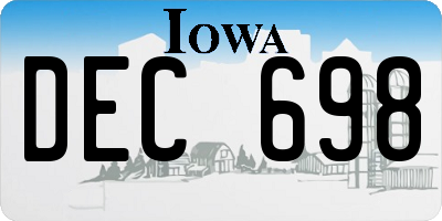 IA license plate DEC698