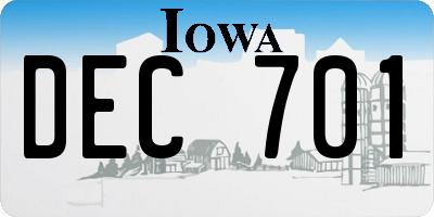 IA license plate DEC701