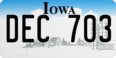 IA license plate DEC703