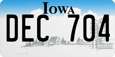 IA license plate DEC704