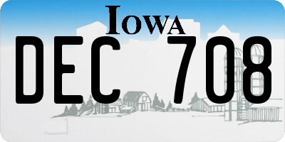 IA license plate DEC708