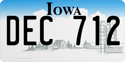 IA license plate DEC712
