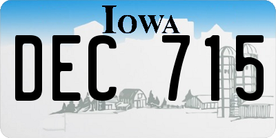 IA license plate DEC715