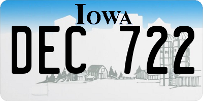 IA license plate DEC722