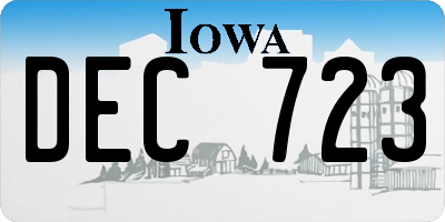 IA license plate DEC723