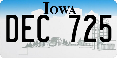 IA license plate DEC725