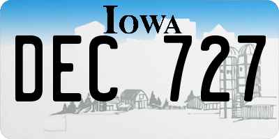 IA license plate DEC727