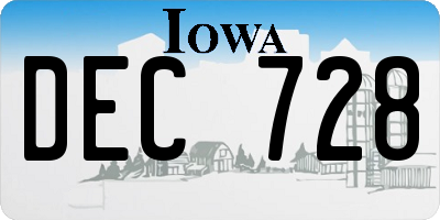 IA license plate DEC728