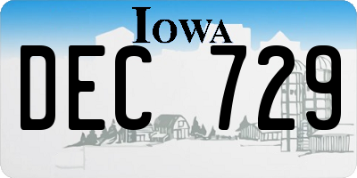 IA license plate DEC729