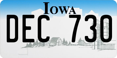 IA license plate DEC730