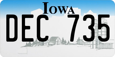 IA license plate DEC735