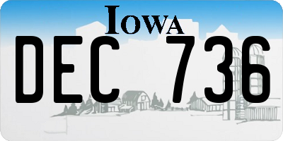 IA license plate DEC736