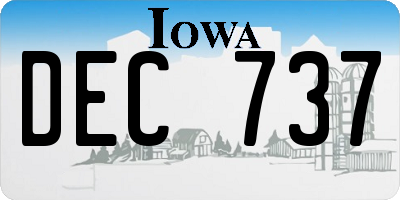 IA license plate DEC737