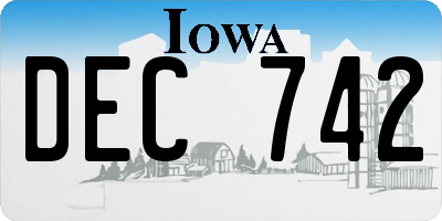 IA license plate DEC742