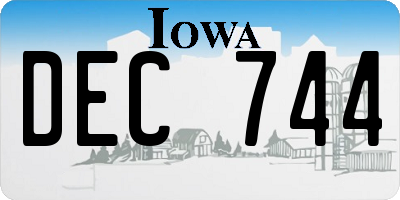 IA license plate DEC744