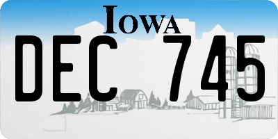 IA license plate DEC745