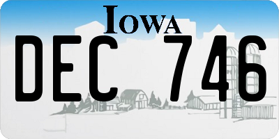 IA license plate DEC746